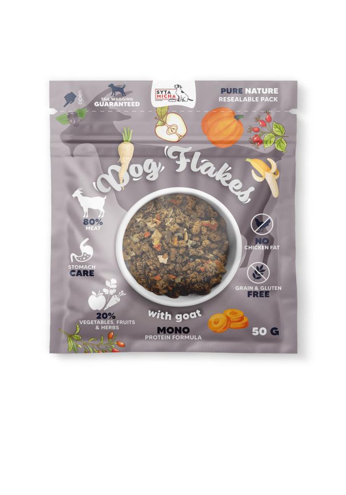 Dog flakes suszona karma dla psa Koza 50g