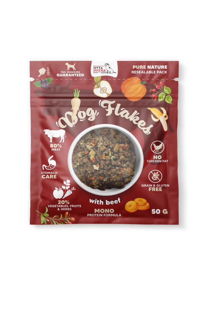 Dog flakes suszona karma dla psa Wołowina 50g
