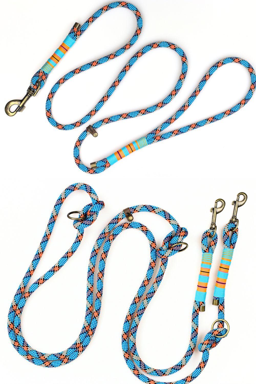 smycz miejska i smycz przepinana, kolekcja Blue&Orange