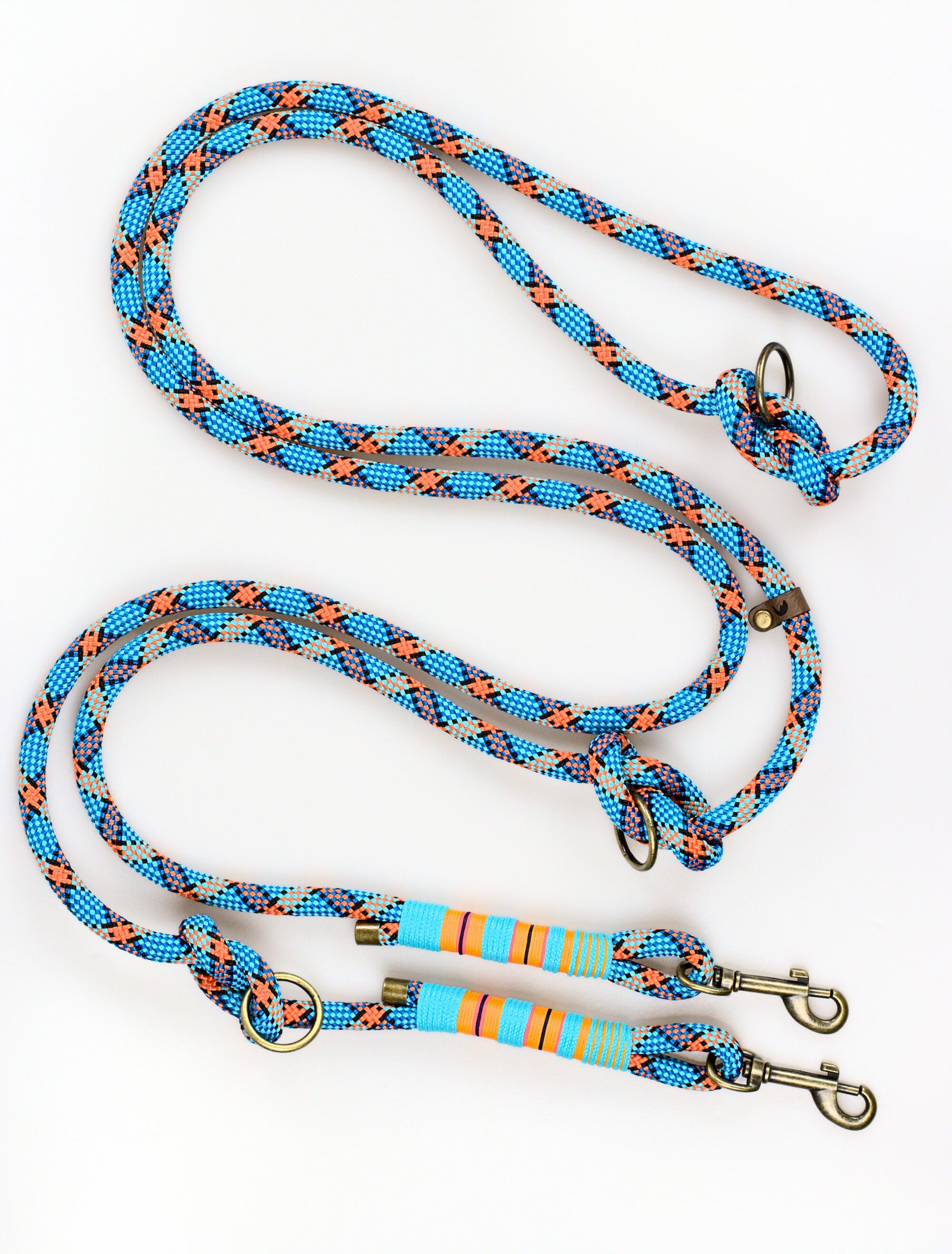 Smycz linowa przepinana Premium Wuruki Blue & Orange