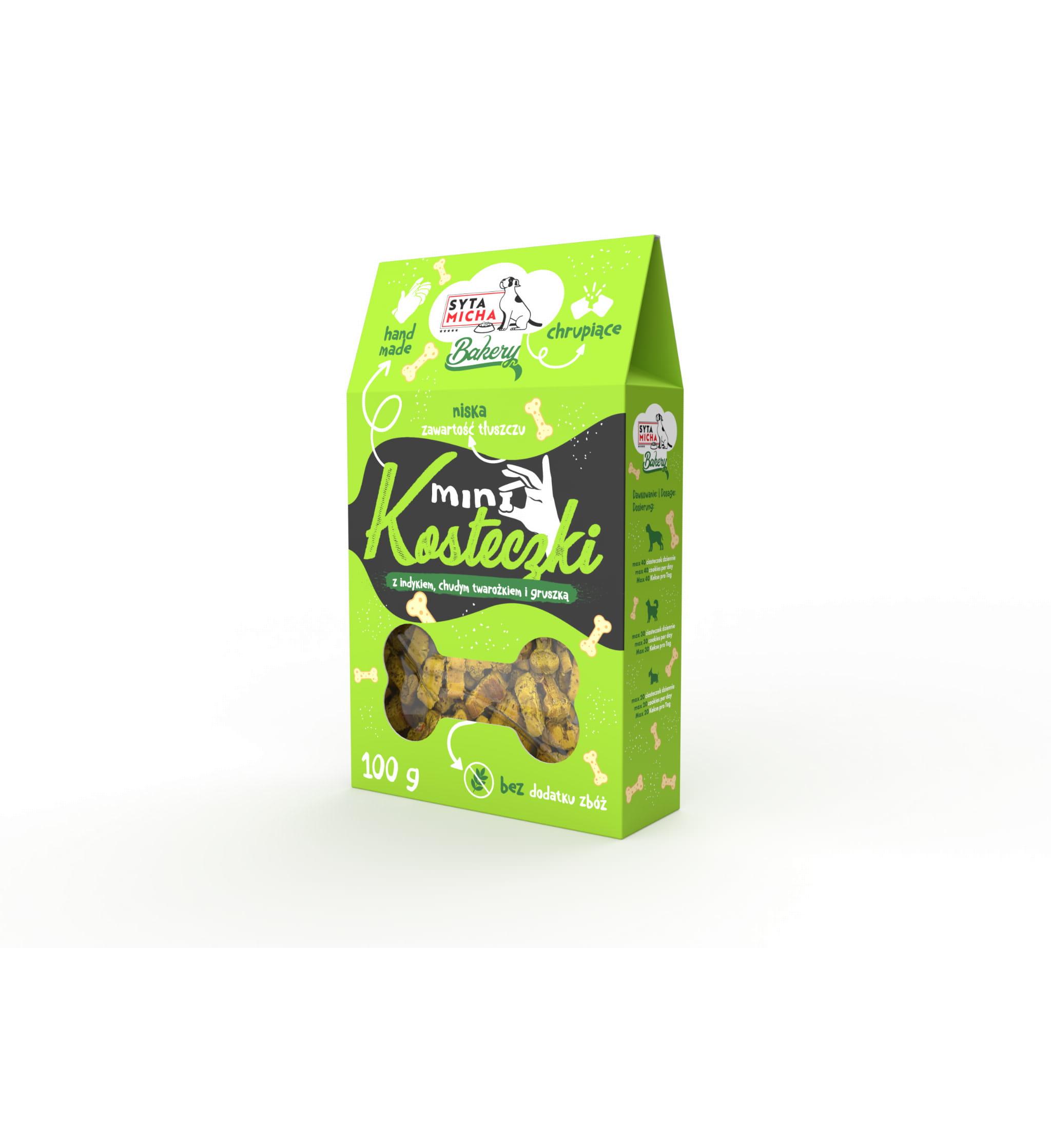Ciastka dla psa Mini kosteczki z indykiem i chudym twarożkiem 100g